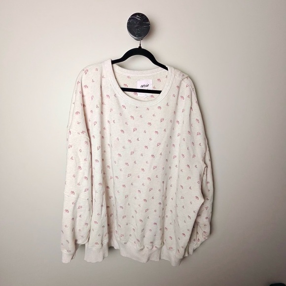 Aerie Cream Sweater with Pink Floral Accents - Picture 2 of 4